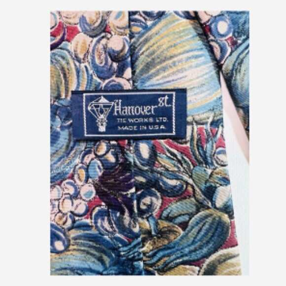 Hanover Men's Tie Paisley Design Multi-Color 100% Silk Made In USA 60" Long - Picture 2 of 4